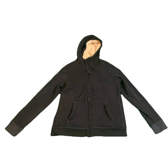 ABERCROMBIE & FITCH SHERPA LINED Men Medium Zip SWEATSHIRT NAVY BLUE Y2K - Picture 1 of 9